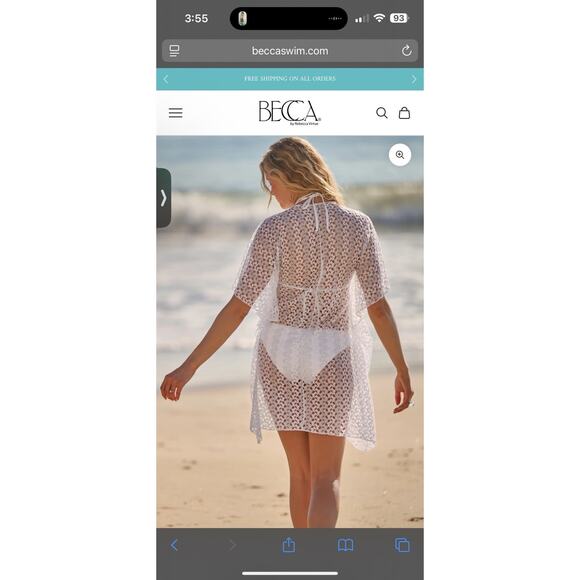 Becca Tunic Swim Cover Up Womens Size M/L White Lace Swimwear Dolman Sleeve NWT - Picture 12 of 16